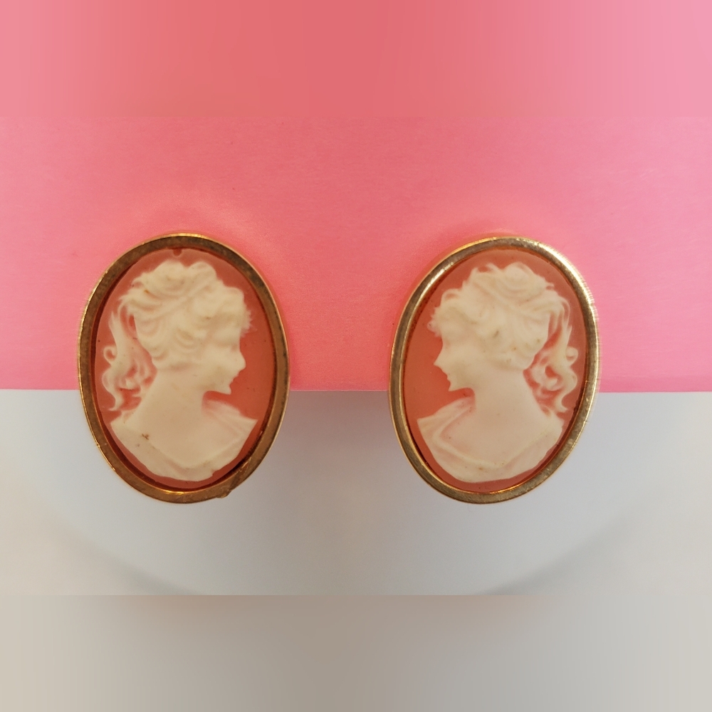Alabaster Cameo Earrings